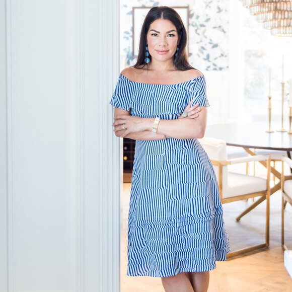 Blue and White Striped Dress - Picture 3 of 7